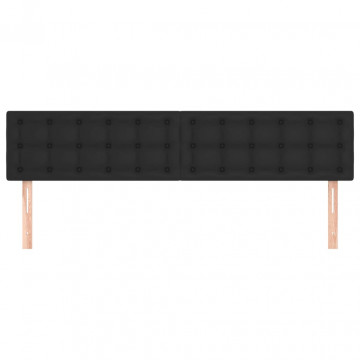 Tăblii de pat, 2 buc, negru, 100x5x78/88 cm, piele ecologică - Img 3