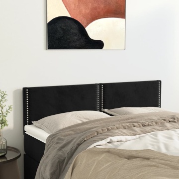Tăblii de pat, 2 buc., negru, 72x5x78/88 cm, catifea - Img 1