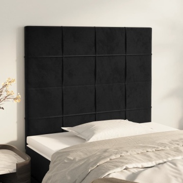 Tăblii de pat, 2 buc, negru, 90x5x78/88 cm, catifea - Img 1