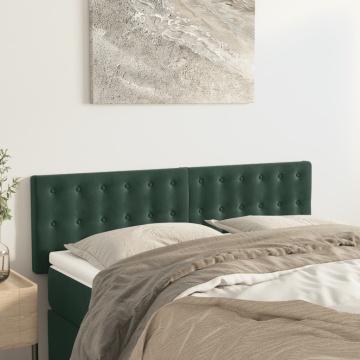 Tăblii de pat, 2 buc., verde închis, 72x5x78/88 cm, catifea - Img 1