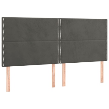 Tăblii de pat, 4 buc, gri închis, 90x5x78/88 cm, catifea - Img 2