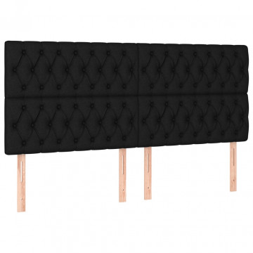 Tăblii de pat, 4 buc, negru, 100x7x78/88 cm, textil - Img 2