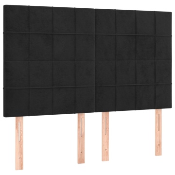 Tăblii de pat, 4 buc, negru, 72x5x78/88 cm, catifea - Img 2
