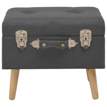 Taburet cu depozitare, 40 cm, gri închis, material textil - Img 2