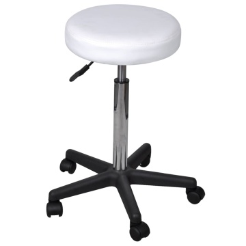 Taburete de birou, 2 buc., alb, 35,5x84 cm, piele ecologică - Img 2