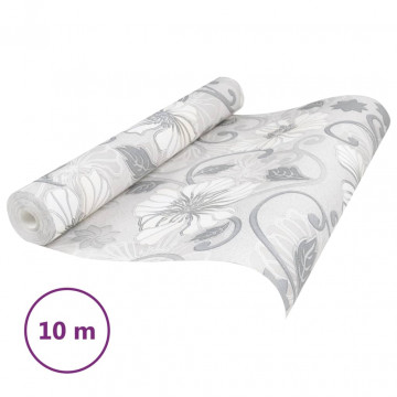 Tapet 3D cu model floral, gri - Img 2