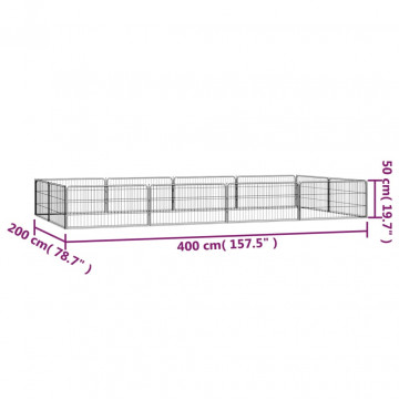 Țarc câini 12 panouri negru 100x50 cm oțel vopsit electrostatic - Img 6