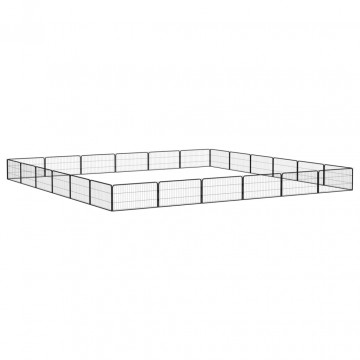 Țarc câini 24 panouri negru 100x50 cm oțel vopsit electrostatic - Img 3