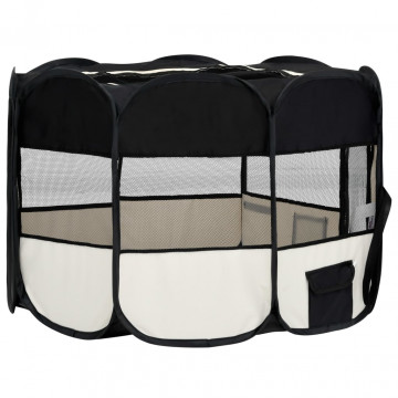 Țarc de câini pliabil cu sac de transport, negru, 125x125x61 cm - Img 4