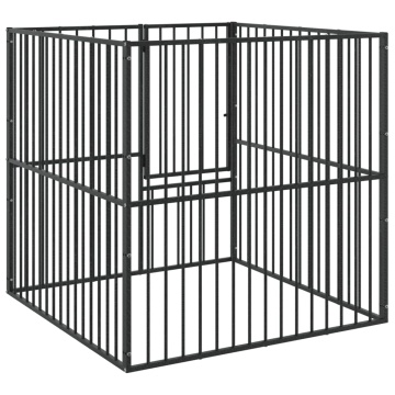 Țarc pentru câini cu 4 panouri, negru, oțel galvanizat - Img 9