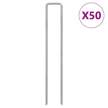 Țăruși de pământ în formă de U 50 buc. 20x4 cm oțel galvanizat - Img 1