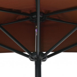Umbrelă balcon tijă aluminiu cărămiziu 270x135x245cm semirotund - Img 5
