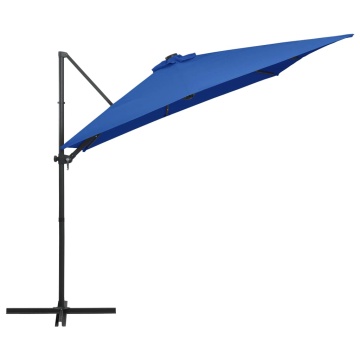 Umbrelă consolă cu LED, stâlp din oțel albastru azur 250x250 cm - Img 4