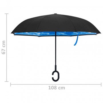 Umbrelă cu mâner în formă de C, negru, 108 cm - Img 4