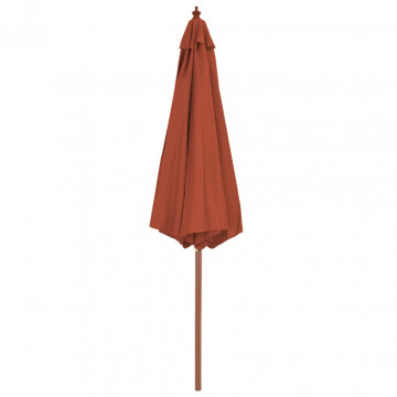 Umbrelă de exterior cu stâlp din lemn, 300 cm, teracotă - Img 3