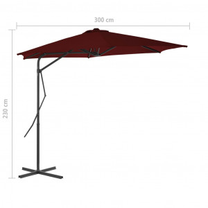 Umbrelă de exterior cu stâlp din oțel, bordo, 300x230 cm - Img 6