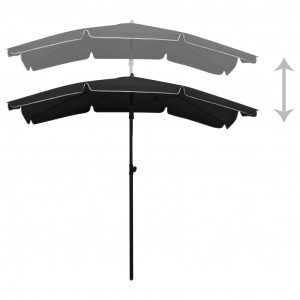 Umbrelă de grădină cu stâlp, negru, 200x130 cm - Img 6