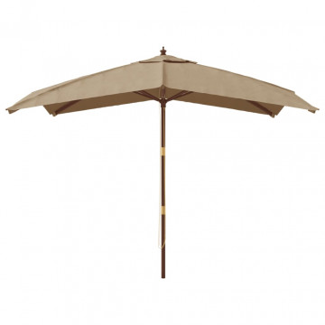 Umbrelă de grădină stâlp din lemn, taupe, 300x300x273 cm - Img 3