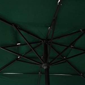 Umbrelă de soare 3 niveluri, stâlp aluminiu, verde, 2,5x2,5 m - Img 2