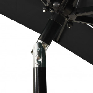 Umbrelă de soare 3 niveluri, stâlp de aluminiu, negru, 2x2 m - Img 6