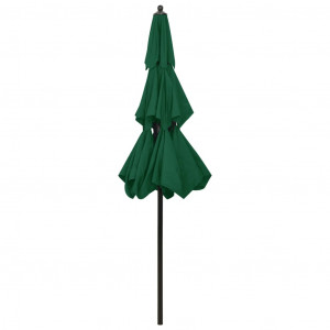 Umbrelă de soare 3 niveluri, stâlp de aluminiu, verde, 2,5 m - Img 8