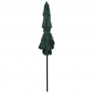Umbrelă de soare 3 niveluri, stâlp de aluminiu, verde, 2x2 m - Img 3