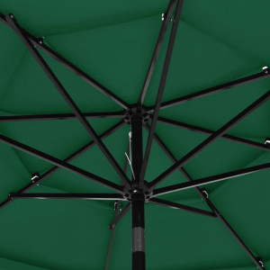 Umbrelă de soare 3 niveluri, stâlp de aluminiu, verde, 3 m - Img 2