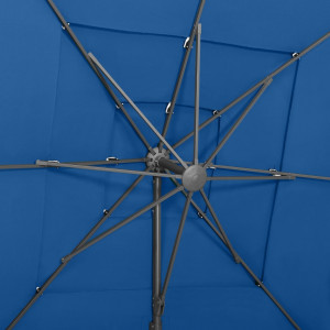 Umbrelă de soare 4 niveluri, stâlp aluminiu, azuriu, 250x250 cm - Img 2