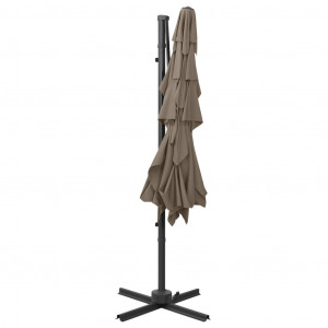 Umbrelă de soare 4 niveluri stâlp aluminiu gri taupe 250x250 cm - Img 8