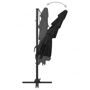 Umbrelă de soare 4 niveluri stâlp aluminiu negru 250x250 cm - Img 6