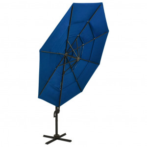Umbrelă de soare 4 niveluri, stâlp de aluminiu, azuriu, 3x3 m - Img 4