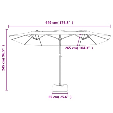 Umbrelă de soare cu două capete, alb nisipiu, 449x245 cm - Img 7