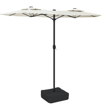 Umbrelă de soare cu două capete cu LED, alb nisipiu, 316x240 cm - Img 2