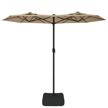 Umbrelă de soare cu două capete cu LED-uri gri taupe 316x240 cm - Img 4