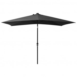 Umbrelă de soare cu LED-uri și stâlp din oțel, antracit, 2x3 m - Img 8