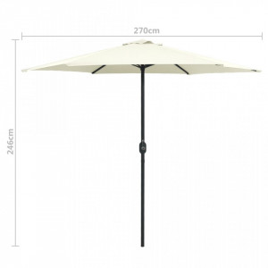 Umbrelă de soare cu stâlp aluminiu, alb nisipiu, 270 x 246 cm - Img 5