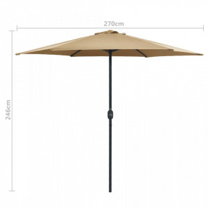 Umbrelă de soare cu stâlp aluminiu, gri taupe, 270 x 246 cm - Img 6