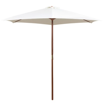 Umbrelă de soare cu stâlp de lemn, alb crem, 270x270 cm - Img 1