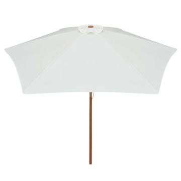 Umbrelă de soare cu stâlp de lemn, alb crem, 270x270 cm - Img 3