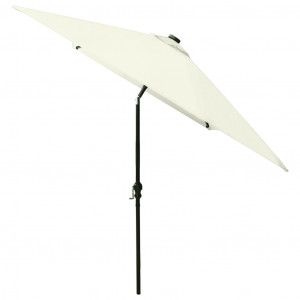 Umbrelă de soare cu stâlp din oțel & LED-uri, nisipiu, 2x3 m - Img 6