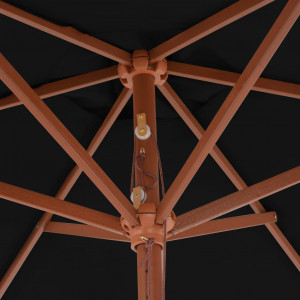 Umbrelă de soare de exterior cu stâlp din lemn, negru, 270 cm - Img 2