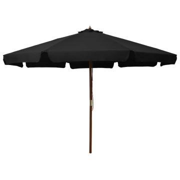 Umbrelă de soare de exterior, stâlp din lemn, negru, 330 cm - Img 1