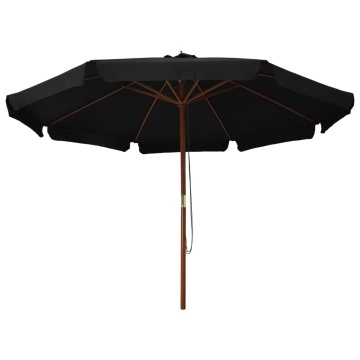 Umbrelă de soare de exterior, stâlp din lemn, negru, 330 cm - Img 2