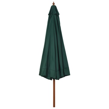 Umbrelă de soare de exterior, stâlp din lemn, verde, 330 cm - Img 3