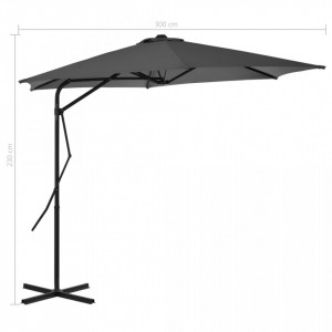 Umbrelă de soare de exterior, stâlp din oțel, antracit, 300 cm - Img 6
