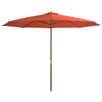 Umbrelă de soare de exterior, stâlp lemn, cărămiziu, 350 cm - Img 1
