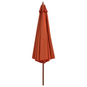 Umbrelă de soare de exterior, stâlp lemn, cărămiziu, 350 cm - Img 2