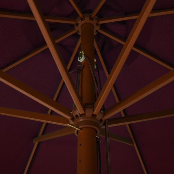 Umbrelă de soare de exterior, stâlp lemn, roșu burgund, 330 cm - Img 4