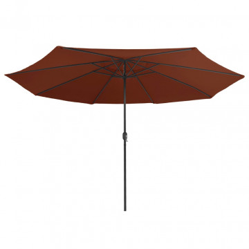 Umbrelă de soare de exterior, stâlp metalic, cărămiziu, 400 cm - Img 3