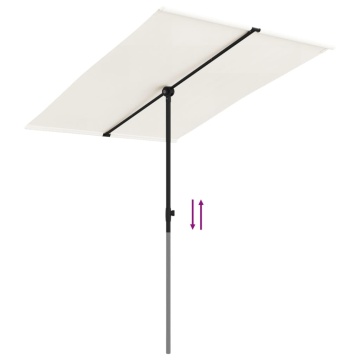 Umbrelă de soare de grădină stâlp aluminiu alb nisipiu 2x1,5 m - Img 6